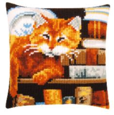 PN-0163873 Vervaco Cross Stitch Cushion "Cat and Books"