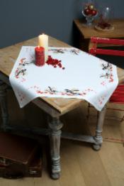 PN-0164896 Vervaco Tablecloth "Long-tailed tits & red berries"
