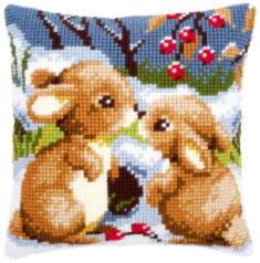 PN-0021832 Cross stitch kit (pillow) Vervaco "Snow rabbits"