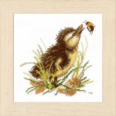 PN-0146977 Counted cross stitch kit LanArte "Duckling and bumblebee"