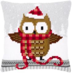 PN-0149312 Vervaco Cross Stitch Cushion "Owl in a Christmas hat"