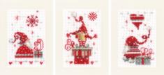 PN-0165989 Cross stitch kit (postcards) Vervaco "Christmas gnomes"