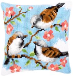 PN-0145156 Vervaco Cross Stitch Cushion "Birds between flowers"