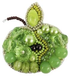 BP-256 Beadwork kit for creating broоch Crystal Art "Green apple"