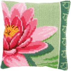 PN-0156008 Vervaco Cross Stitch Cushion "Pink lotus flower"