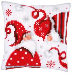 PN-0164610 Vervaco Cross Stitch Cushion "Christmas gnomes I"