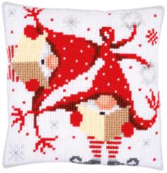 PN-0164611 Vervaco Cross Stitch Cushion "Christmas gnomes II"