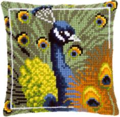 PN-0145700 Vervaco Cross Stitch Cushion "Proud peacock"