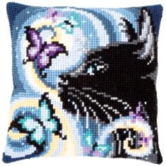 PN-0149061 Vervaco Cross Stitch Cushion "Cat with butterflies"