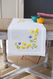 PN-0163025 Cross stitch kit (tablecloth) Vervaco,Spring Flowers Table Runner 40x100, Spring
