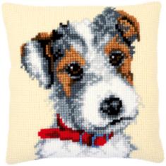 PN-0169611 Vervaco Cross Stitch Cushion "Dog with red collar"