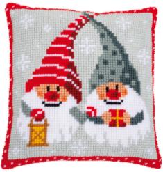 PN-0171685 Vervaco Cross Stitch Cushion "Christmas gnomes"