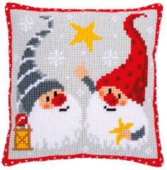 PN-0172634 Vervaco Cross Stitch Cushion "Christmas gnomes"