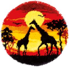 PN-0179172 Vervaco rug embroidery kit "Giraffes in the sunset"