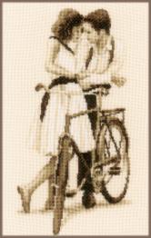 PN-0156309 Набор для вышивания крестом Vervaco, Couple with bicycle 20х36, аида 14