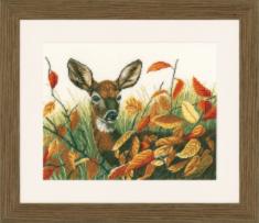 PN-0021223 Counted cross stitch kit LanArte "Deer with Autumn Leaves"