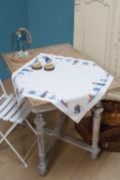 PN-0147141 Cross stitch kit (napkin) Vervaco, Maritime design 80x80, Nautical design