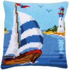 PN-0148418 Vervaco Cross Stitch Cushion "Sailboat"