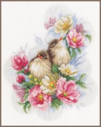 PN-0185003 Cross stitch kit Lanarte, 28x33, fabric 27, Flower branch guardians