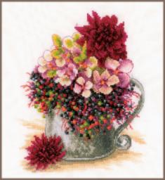 PN-0185110 Набор для вышивки крестом Lanarte, 19х24, лен 30, Pink blush bouquet