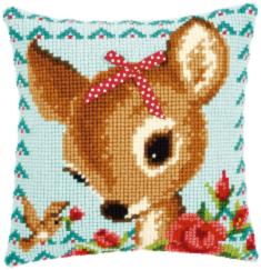 PN-0149899 Vervaco Cross Stitch Cushion "Bambi with a bow"