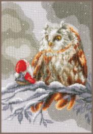 PN-0158015 Cross stitch kit Owl and Dwarf, 22x32, 14 Aida, counted cross Vervaco