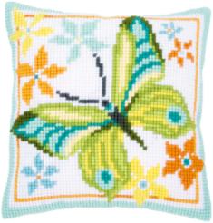 PN-0163342 Vervaco Cross Stitch Cushion "Green butterfly"