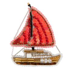 BP-328 Beadwork kit for creating broоch Crystal Art "Scarlet Sails"