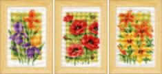 PN-0164189 Vervaco Cross Stitch Miniatures Set Summer flowers (set of 3)
