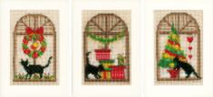 PN-0150427 Cross stitch kit (postcards) Vervaco "Christmas atmosphere"