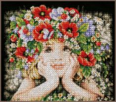 PN-0156698 Counted crossstitch kit LanArte "Girl with flowers"