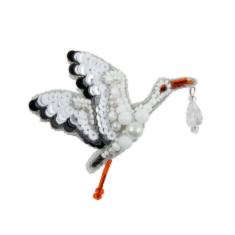 BP-310 Beadwork kit for creating broоch Crystal Art "Stork"