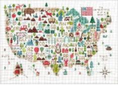 70-35360 Набор для вышивания крестом  Illustrated USA Карта США 35,5х25,4, 14 DIMENSIONS