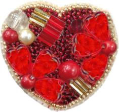 BP-200 Beadwork kit for creating broоch Crystal Art "Heart"