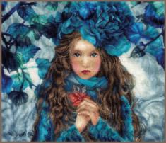 PN-0188640 Counted cross stitch kit LanArte "Blue Flowers Girl"