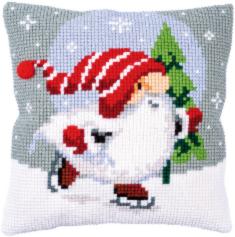 PN-0188660 Cross stitch kit (pillow) Vervaco "Christmas gnome on ice"