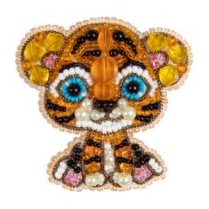 BP-335 Beadwork kit for creating broоch Crystal Art "Tiger"