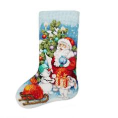 M-491 Counted cross stitch kit "New Year's sock"