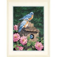 91401 Набор для рисования красками по номерам "Garden Bluebirds" "Синички в саду" Dimensions