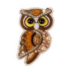 BP-346 Beadwork kit for creating brooch Crystal Art "Owl"