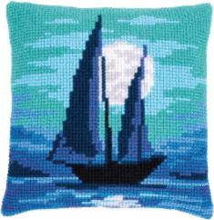 PN-0187488 Vervaco Cross Stitch Cushion "Sailboat in moonlight"