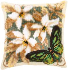 PN-0146841 Vervaco Cross Stitch Cushion "Green Butterfly"