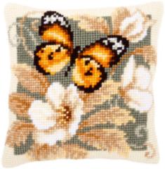 PN-0146840 Vervaco Cross Stitch Cushion "Black & orange butterfly"
