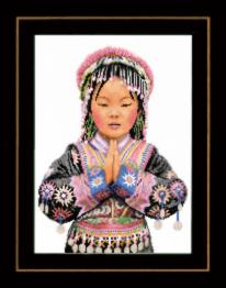 Counted cross stitch kit LanArte " Thai hill tribe girl"