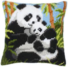PN-0008513 Vervaco Cross Stitch Cushion "Panda family"