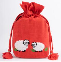 350697 Bag for needlework Red (red) Lantern Moon Ikat fabric KnitPro