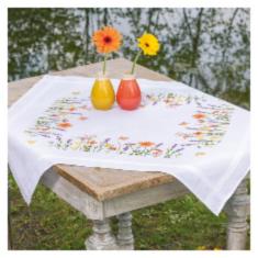 PN-0199490 Cross stitch kit (tablecloth) Vervaco, 80x80, LAVENDER AND FIELD FLOWERS