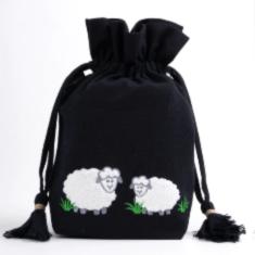 350699 Bag for needlework Black (black) Lantern Moon Ikat fabric KnitPro