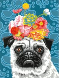 73-91809 Set for painting with paints by numbers Dimensions Dog with flowersPuppy with flowers