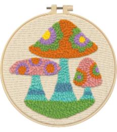 72-76394 Kit for embroidery in the carpet technique Colored mushrooms Dimensions with hoops